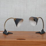 Paire de lampes de table suédoises en laiton du milieu du siècle