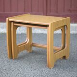 Pair of scandinavian-style wooden nesting tables, coffee tables, bedside tables
