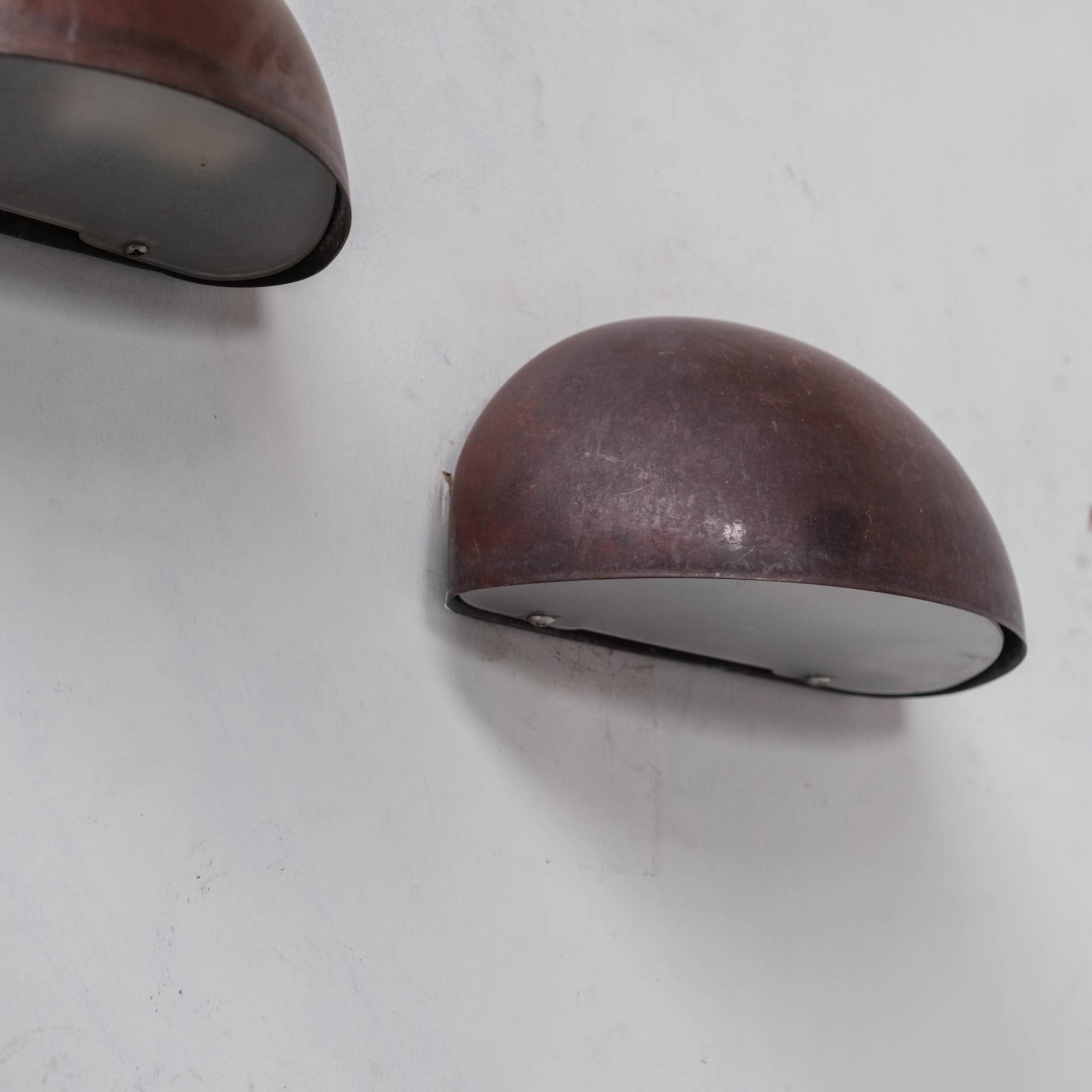 Pair of Danish Copper Patinated Wall Lights (Small)