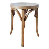 Vintage round kitchen stool, waxed bentwood, 50s, Baumann style