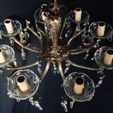 8 lights, crystal, bronze and brass chandelier