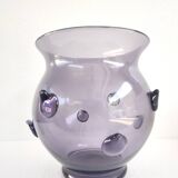 Amethyst Blown Murano Glass Vase with Bugne in the Style of Zecchin