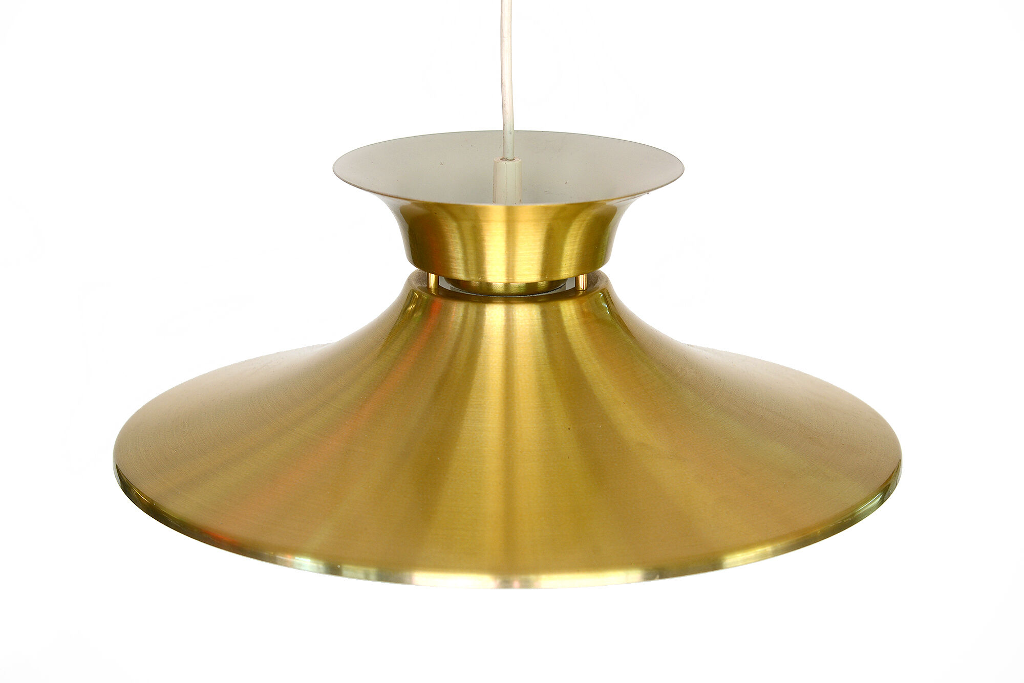 Brass colored aluminium pendant light, Denmark 1970s