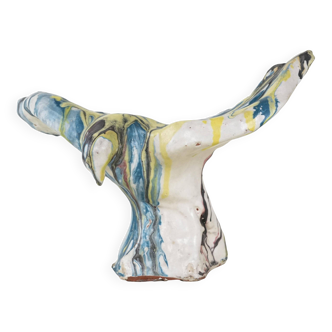 Ceramic bird sculpture, Italian design, 1970s, manufacturer: F. Ferroni