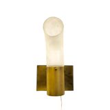 Brass and Pulegoso Glass Wall Lamp attributed to Aldo Nason for Mazzega 1960s
