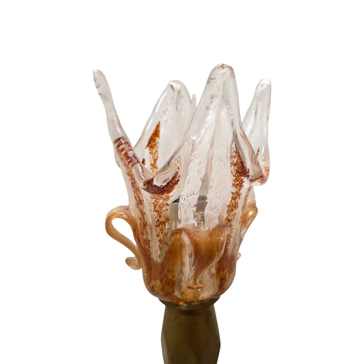 French Mid-century brass lamp with tulip shade, 1950s