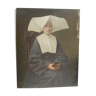 Portrait signé "Nonne à cornette" sur panneau