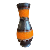 Vintage black/orange fat lava vase