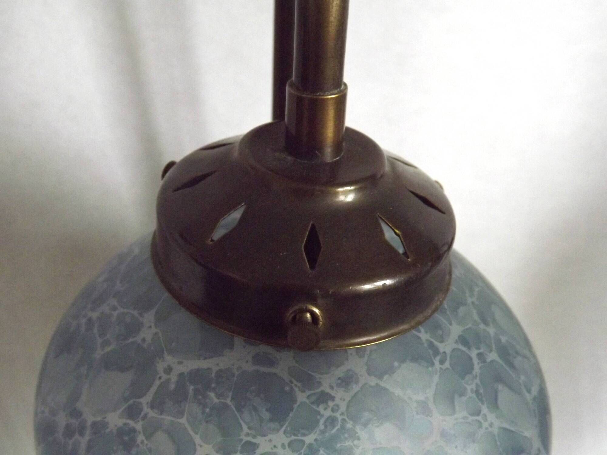 Pair French Vintage Mottled Glass Single Wall Lights Beaded Fringed Shade