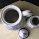 Lunéville earthenware coffee pot and milk jug, Toile de Jouy model