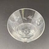 Glass and carafe set with chiseled flower motif