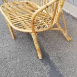 Vintage rattan bench