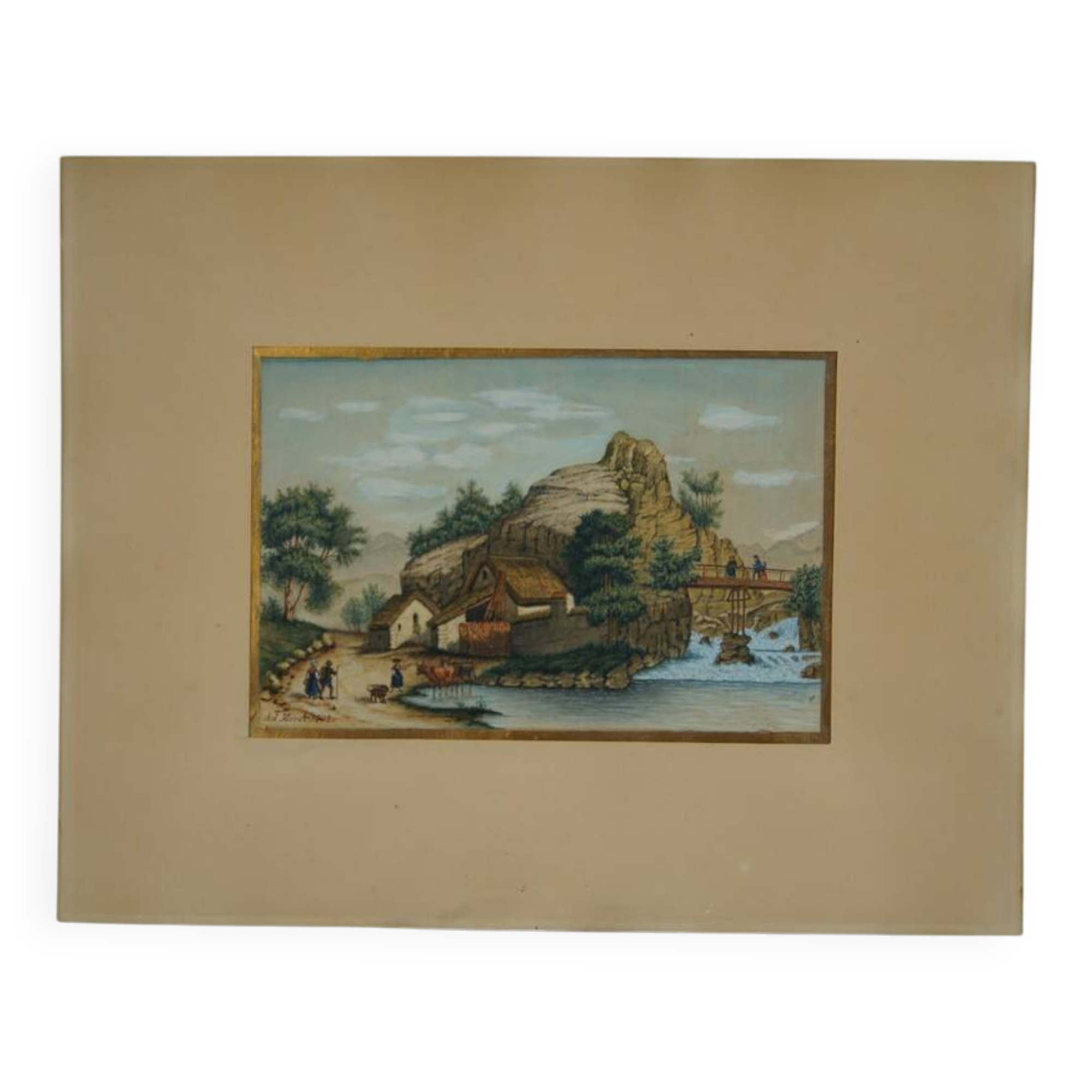 Ad. Moret "Antique Scene" Gouache watercolour signed and dated 1902