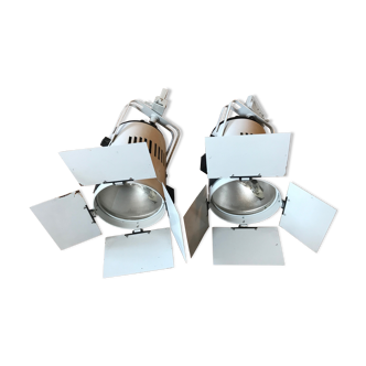 Set of two old white projectors theater lights