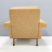 Pair of High-Quality Vintage Honey Yellow Fabric Armchairs, Italy