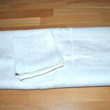 Vintage tablecloth in mixed cotton damask 130x150 floral decor monogram medallion BV + 10 napkins *M