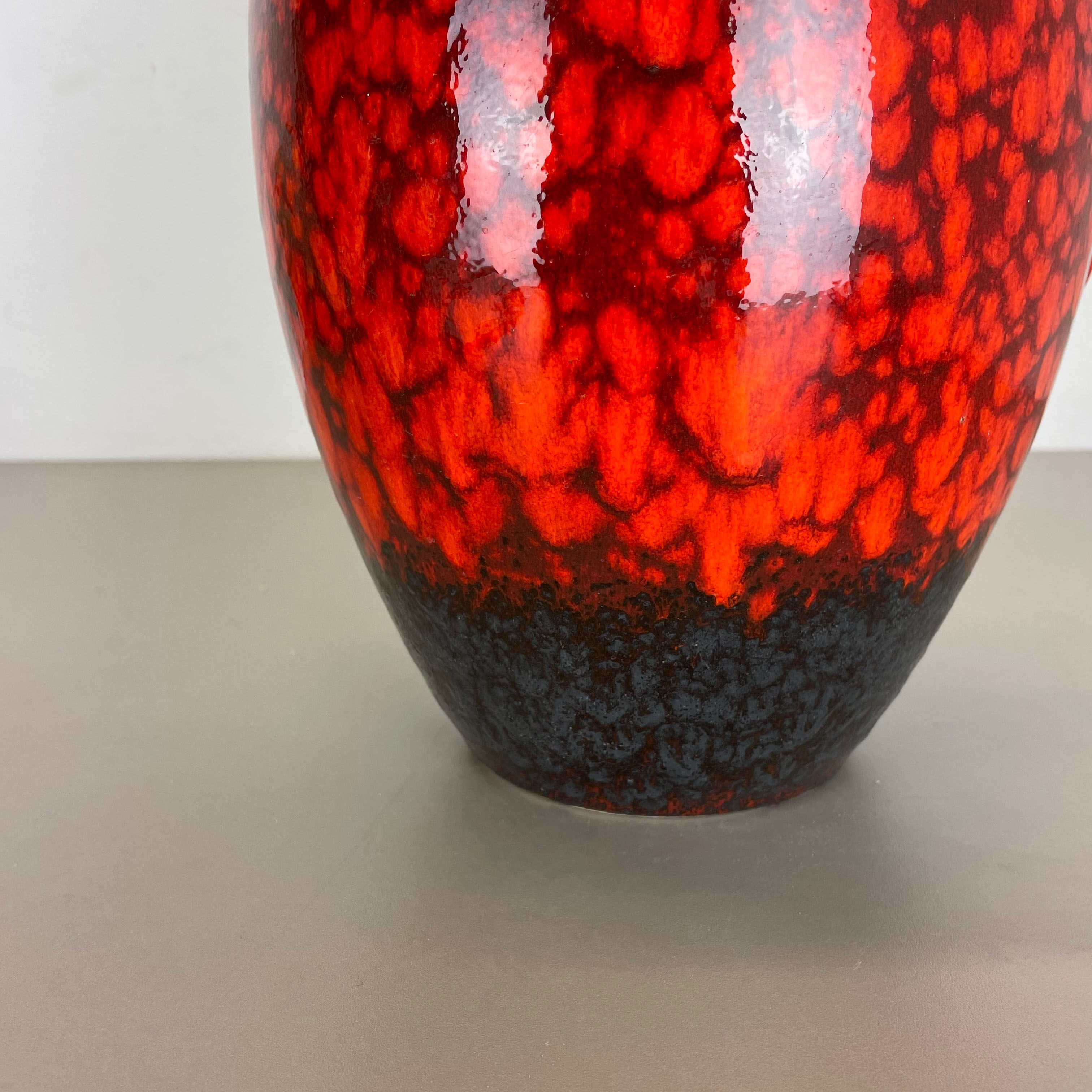 Pottery fat lava multi-color red black floor vase made by scheurich, 1970s