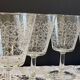 6 large antique wine or water glasses engraved with arabesques