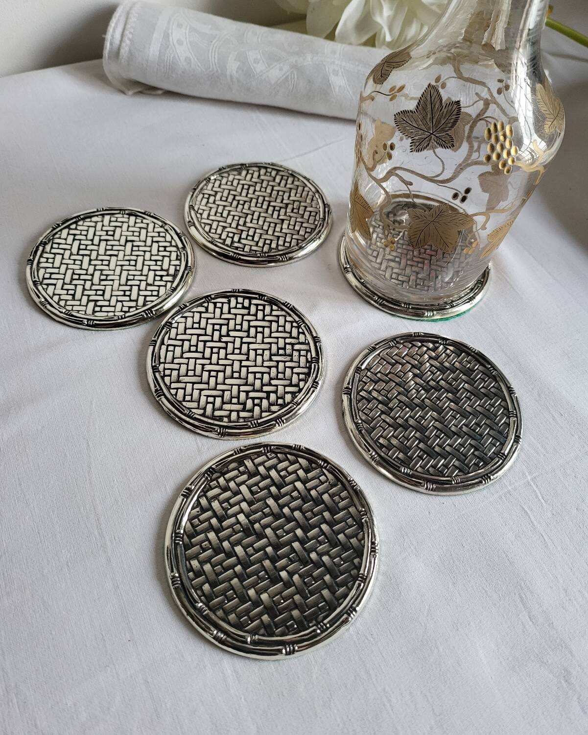 6 Coasters - Silver-plated coasters