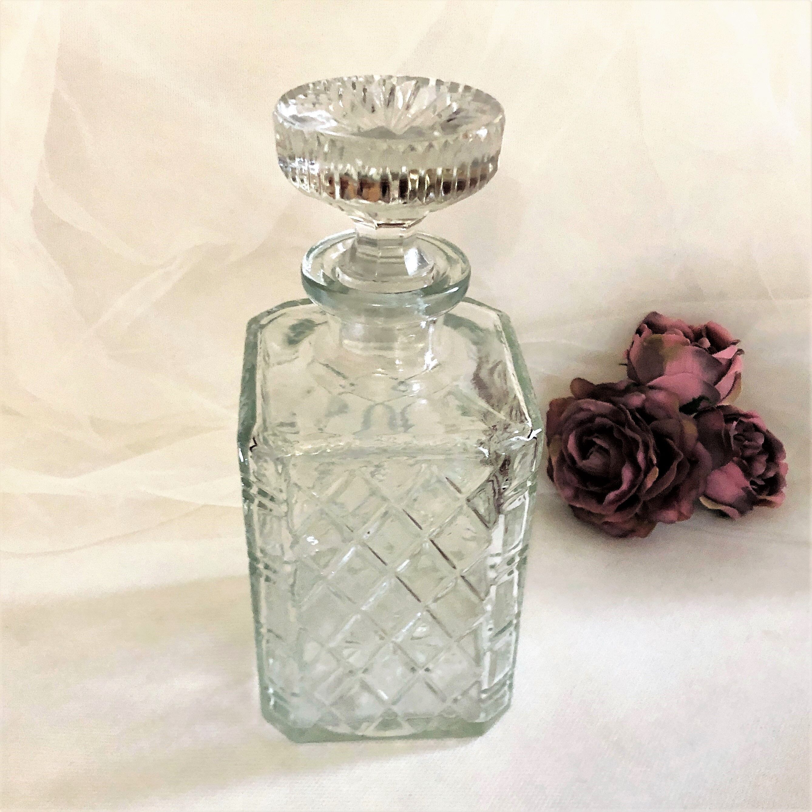 Old whisky or decant decanter textured crystal souflé in vintage checkerboard