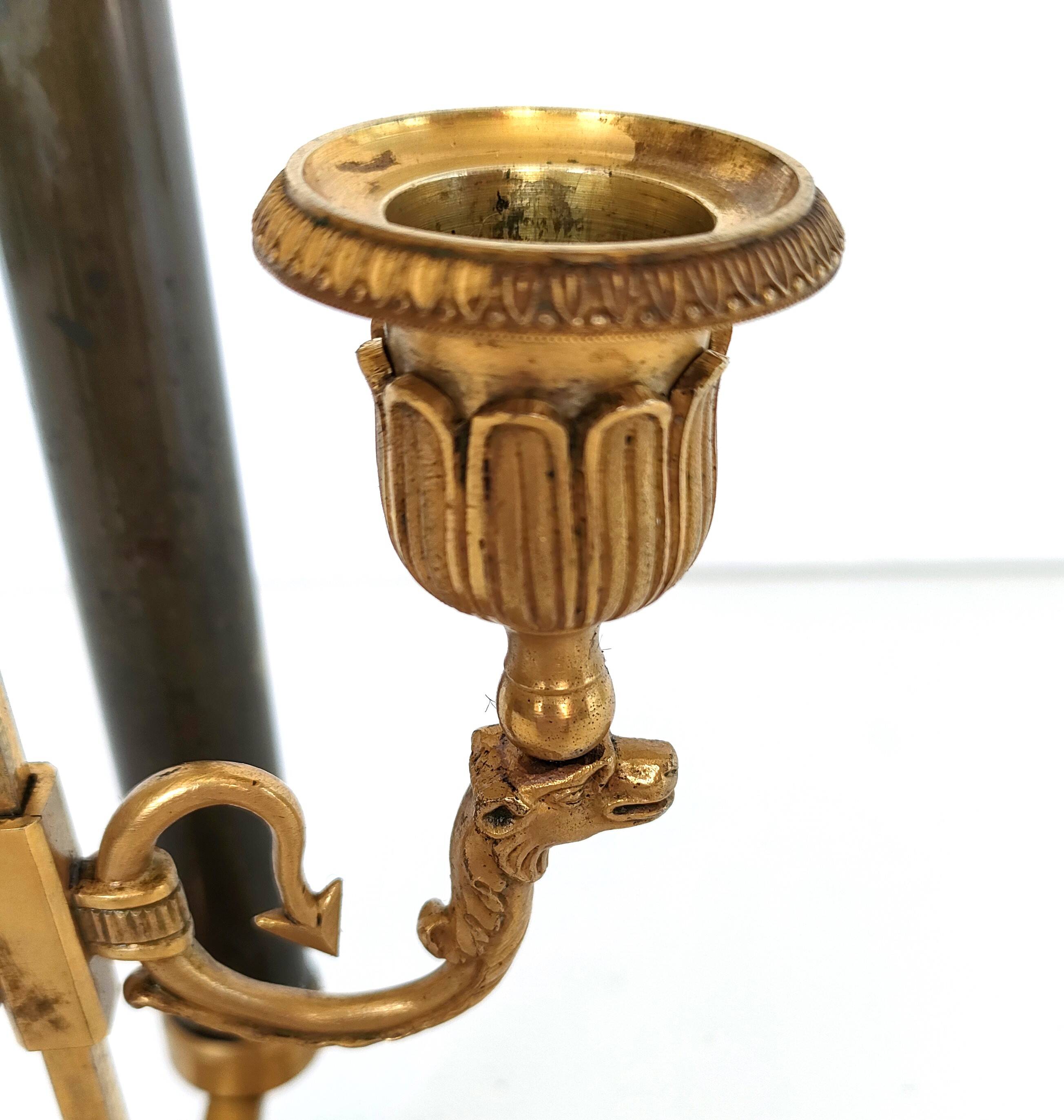 Chandelier with the Fan, the Griffins and the Rooster - Louis XVIII - Gilded brass
