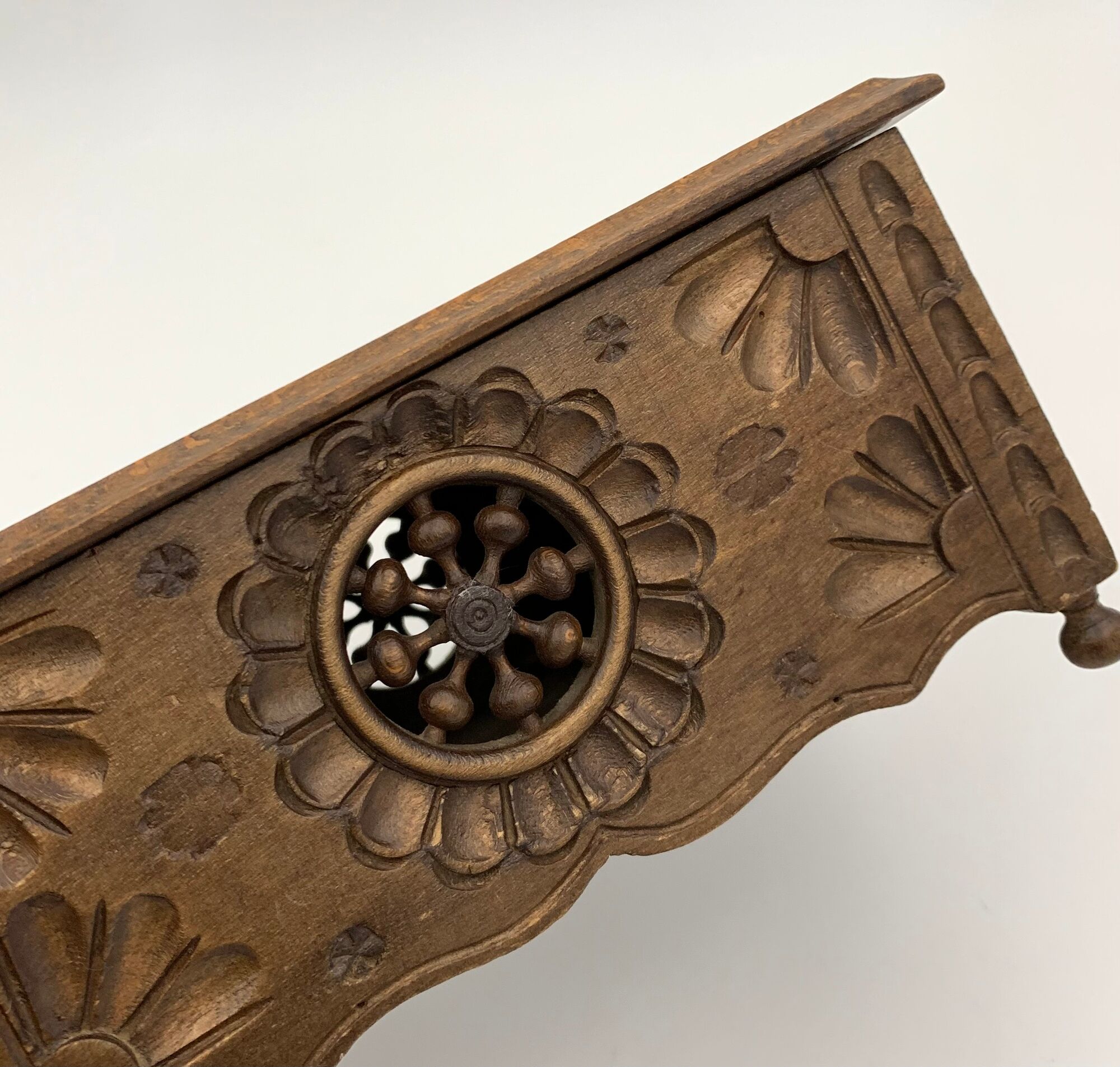 Vintage Breton box, carved wooden jewelry box