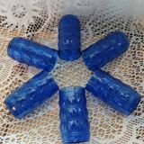 6 verres anciens bleu cobalt