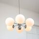 Space-age Italian Sputnik Chrome & Opaline Chandelier, 1970s