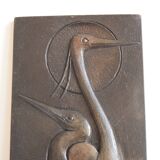 Mid-Century Relief with Herons
