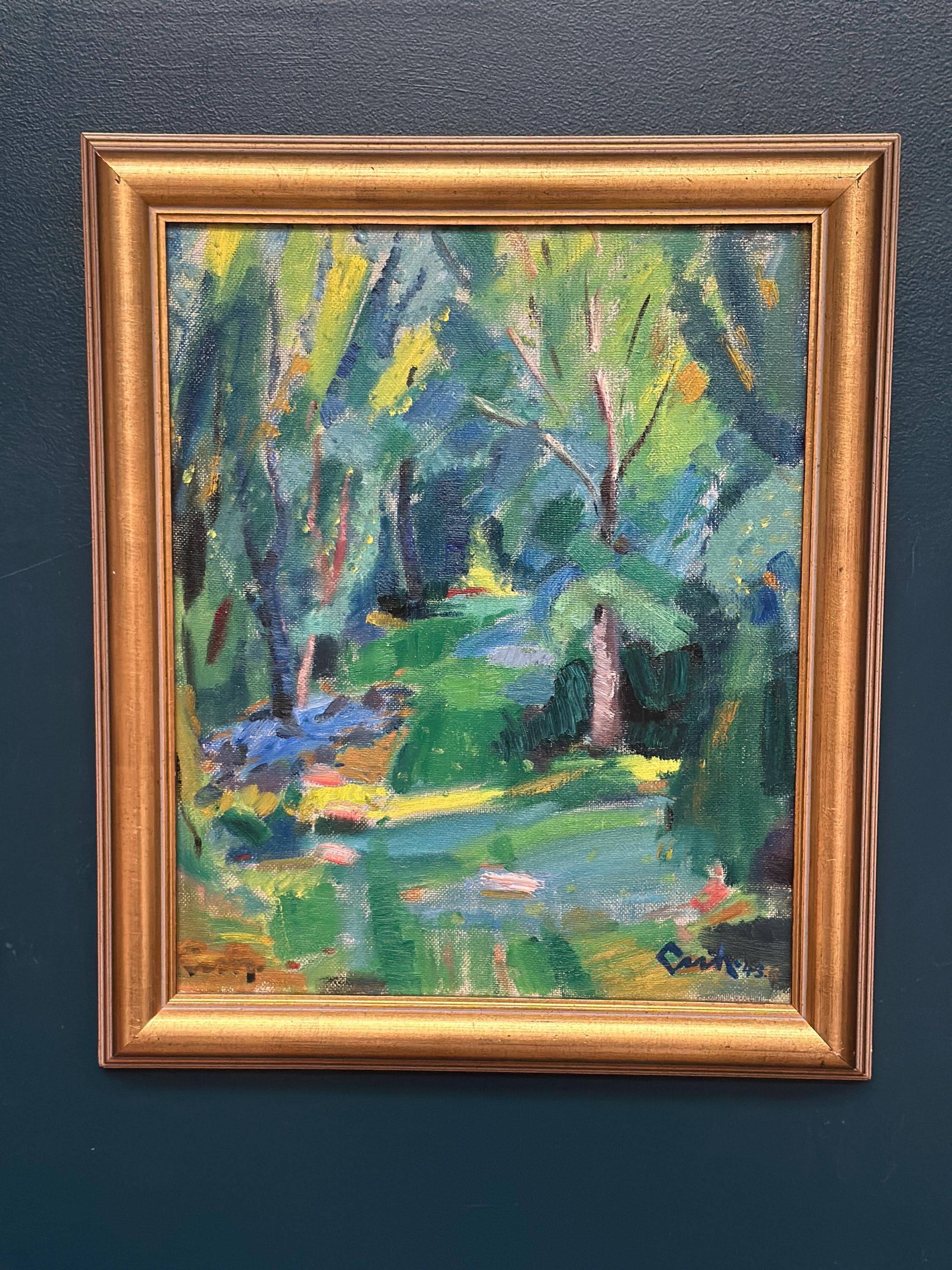 Original Swedish Oil on Panel – “Forest” by Gerhard Lundberg – Dated 1943
