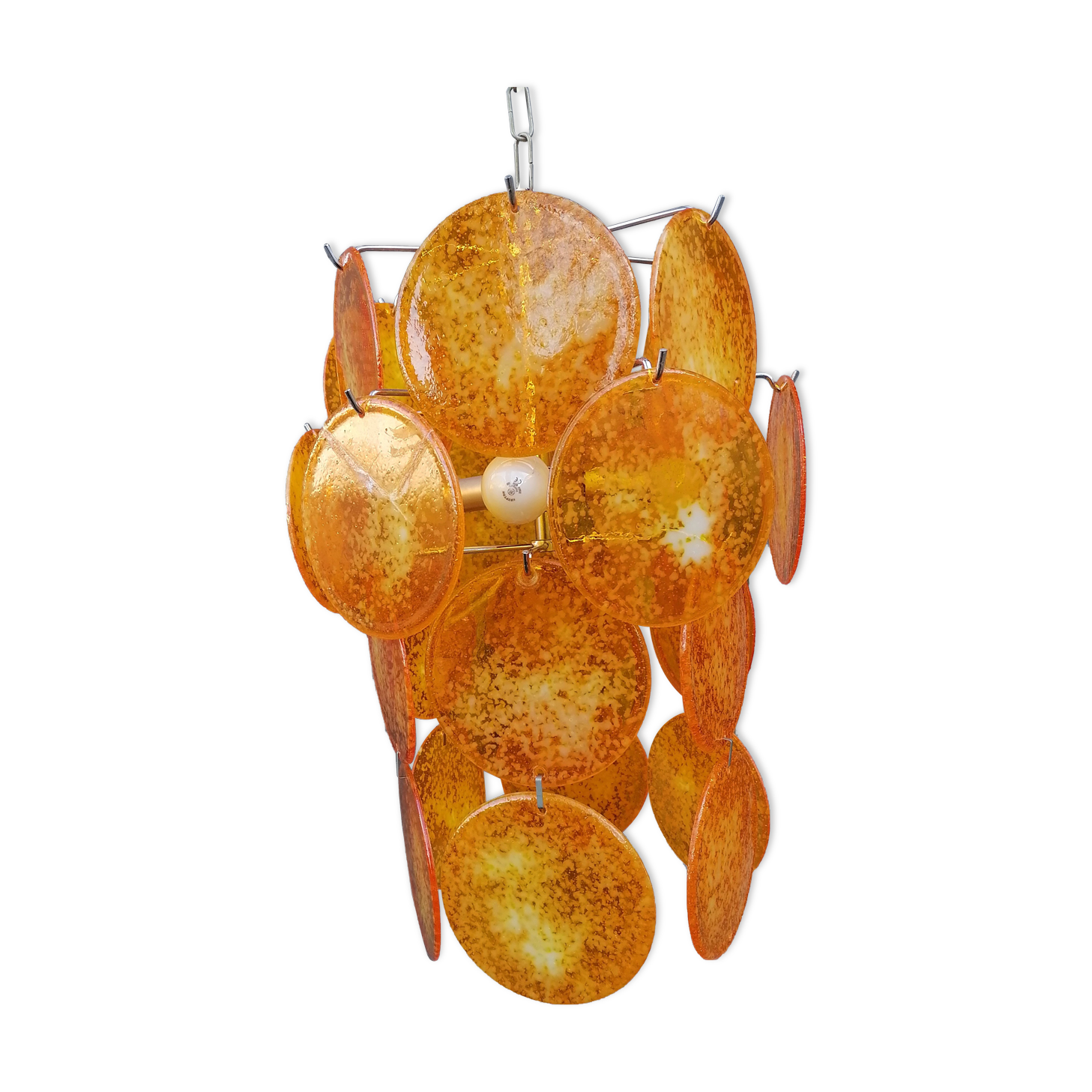 Vintage chandelier orange badge italy 1970