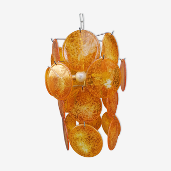 Vintage chandelier orange badge italy 1970