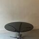 table basse tulipe en métal chromé et verre fumé, design 1970