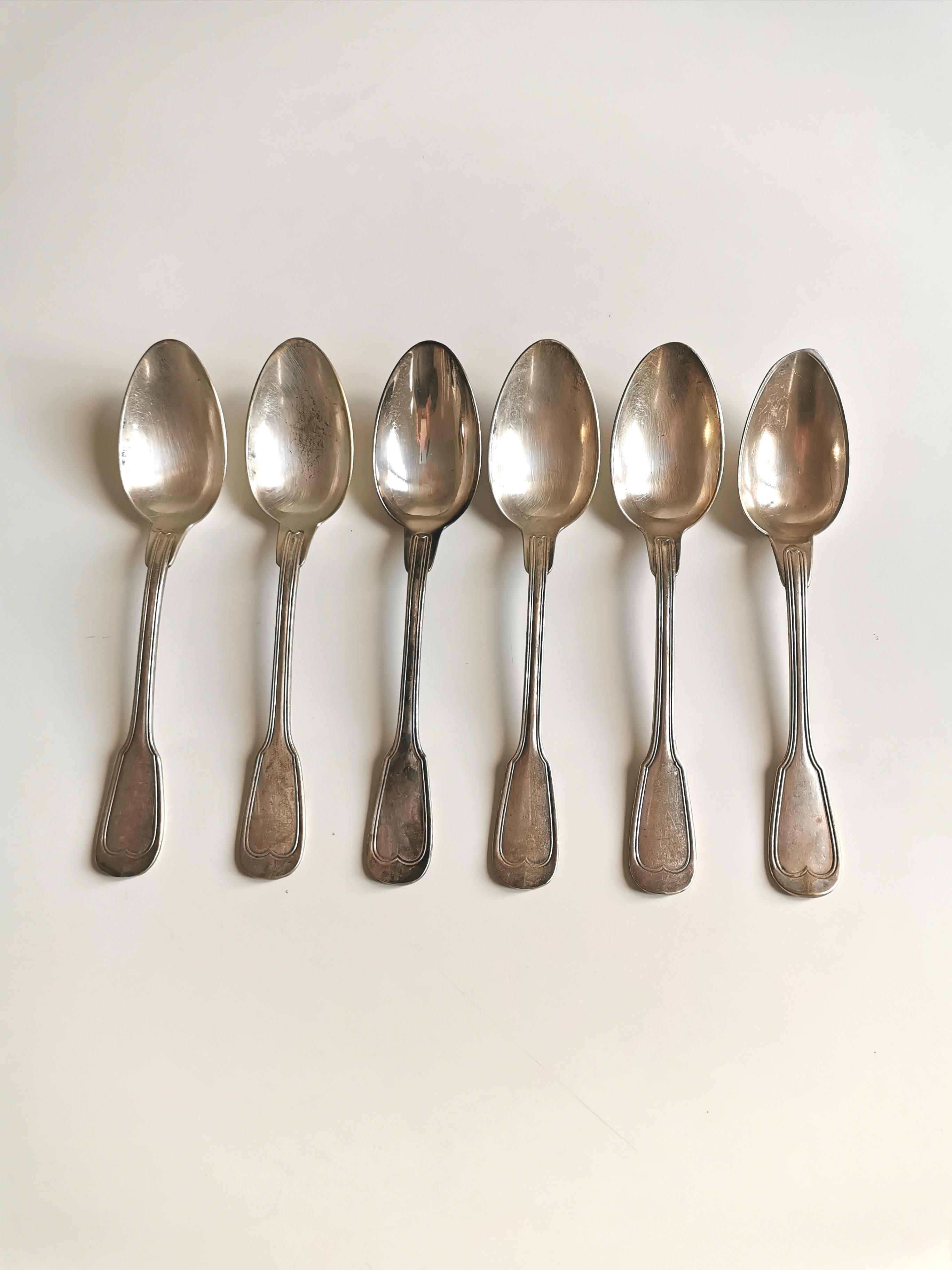 Set of 6 tablespoons silver metal