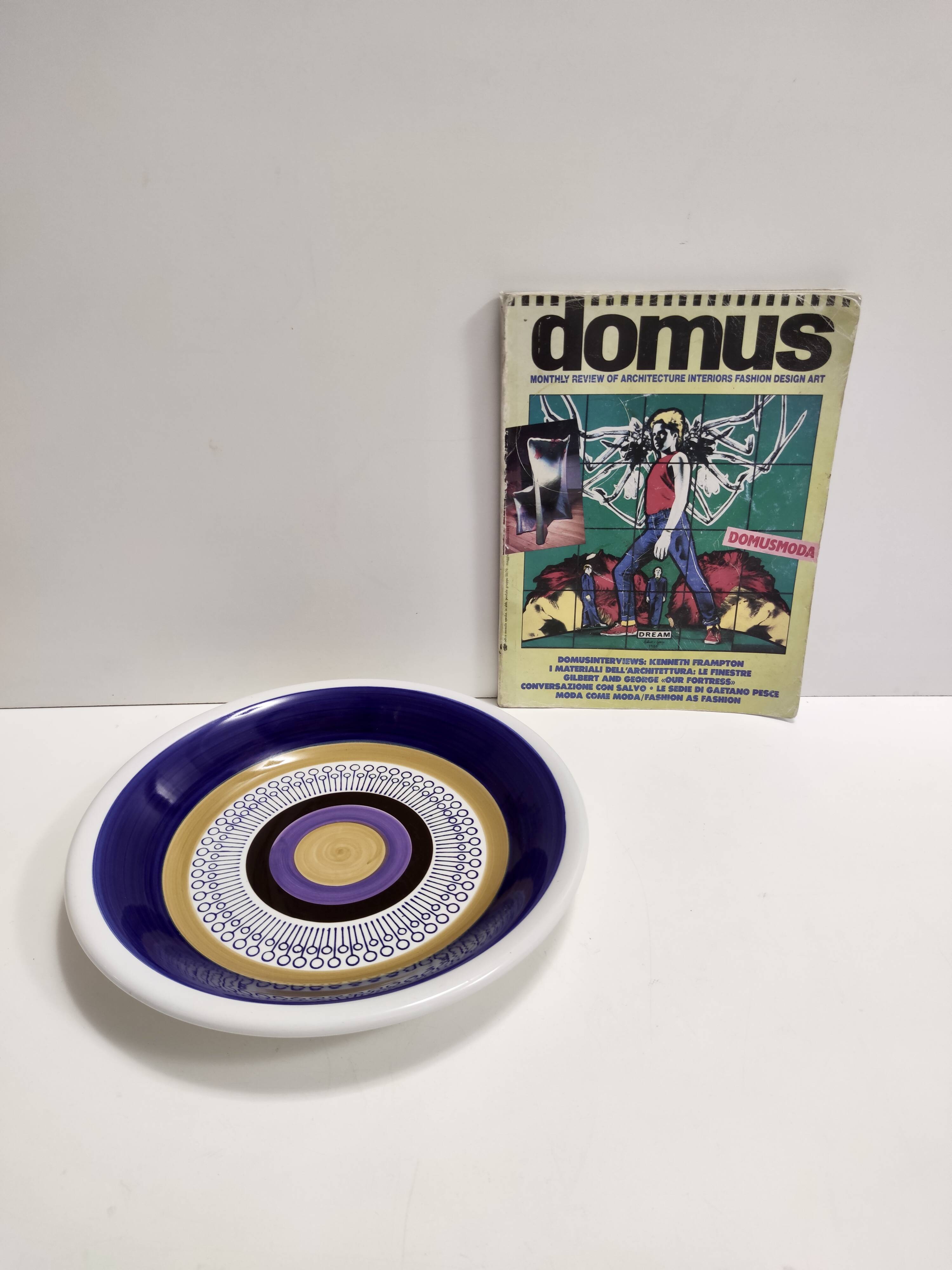 Lacquered Ceramic Dessert Plate by Antonia Campi for Richard Ginori, Italy