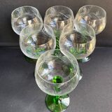 Set of 6 white wine glasses of Alsace crystal blown and cut XXth