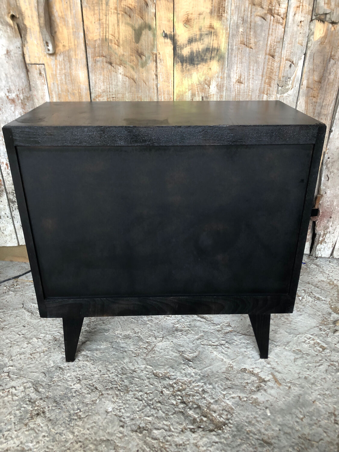 Black wood chest of drawers + 3 vintage black drawers #a143