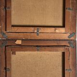 Pendant of HST painting "Landscape in the moonlight" signed + frame circa 1920