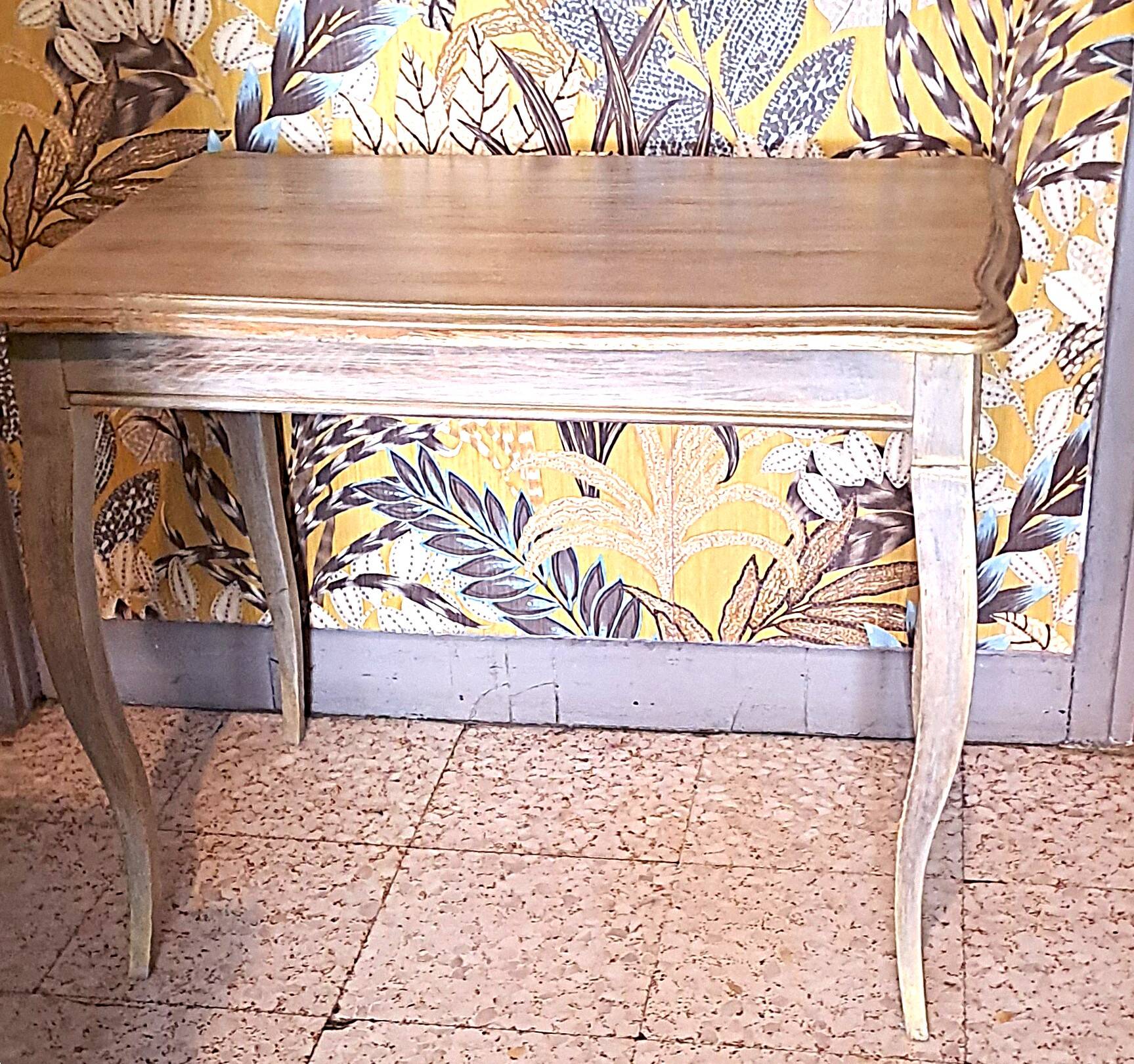 Rectangular coffee table in solid wood, painted and patinated with gold, 1950s