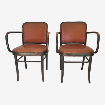 Pair of armchairs signed Thonet
