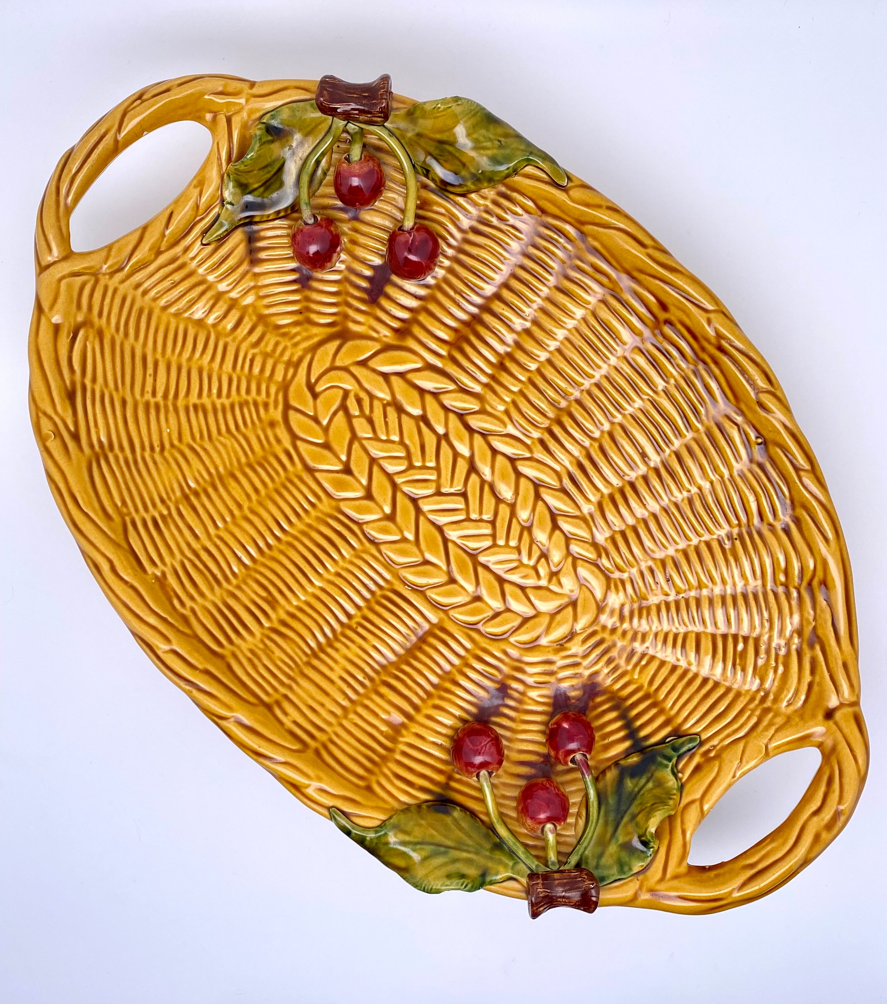 Decorative basket-shaped dish with Cherries