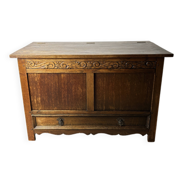 Early 20th Century Oak Blanket Box Mule Chest with Drawer Jacobean Style