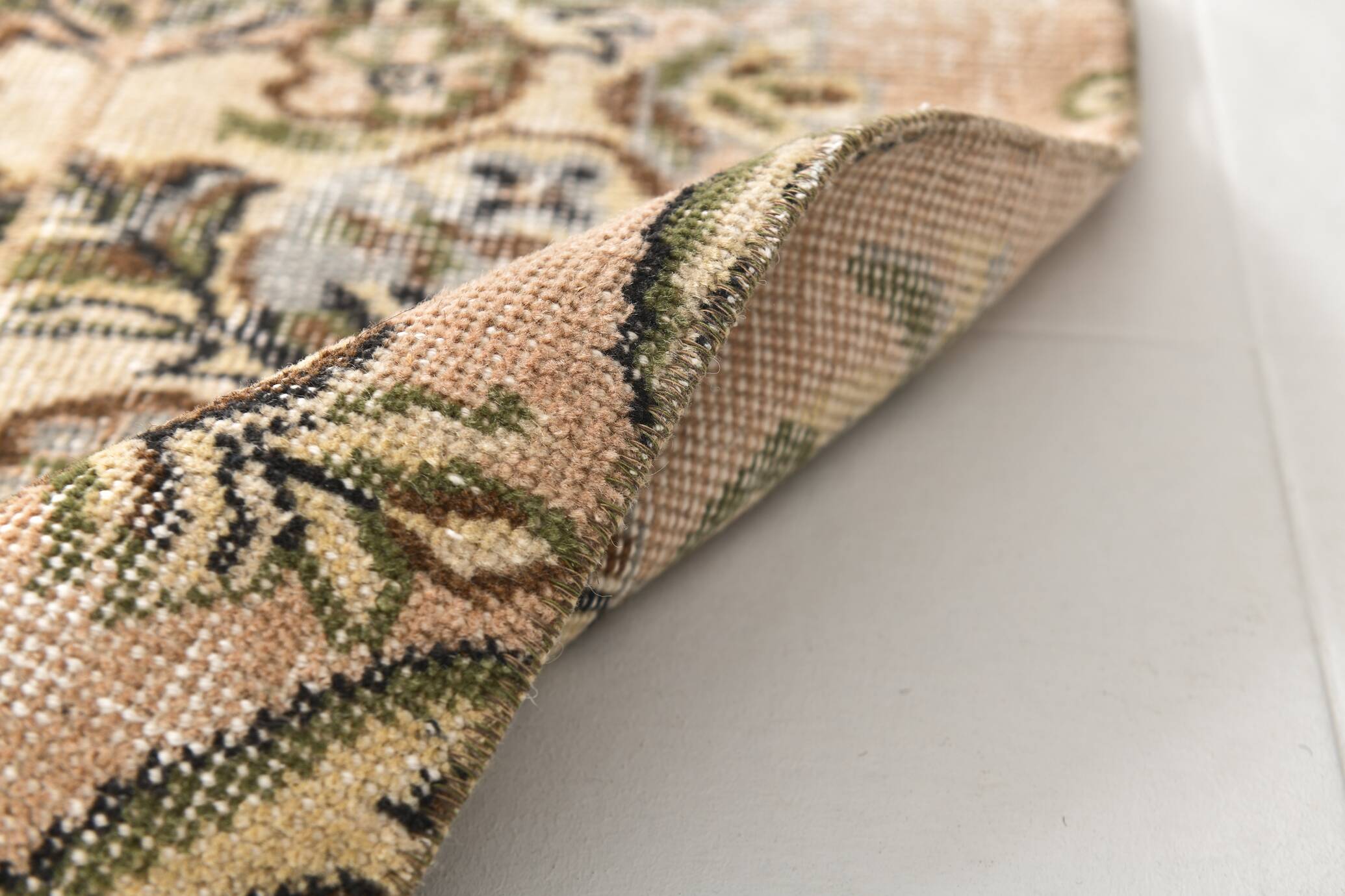 2x9 Rug For Floral Green Turkish Vintage Runner Rug, 64x279Cm SKU 24965