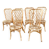 Série de 6 chaises rotin