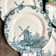 6 flat plates no. 4 Salins in iron earth, "Delft" service