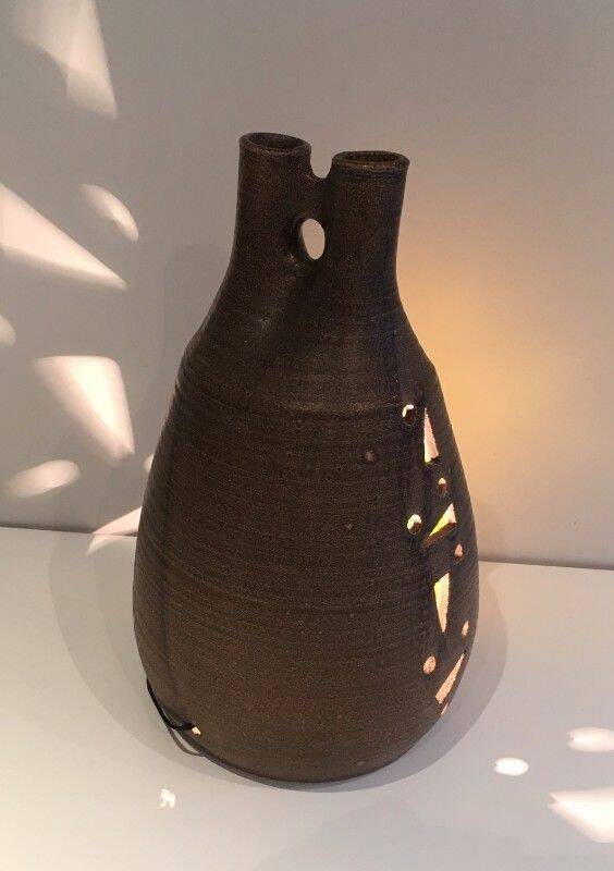 Ceramic and orange-yellow glass lamp