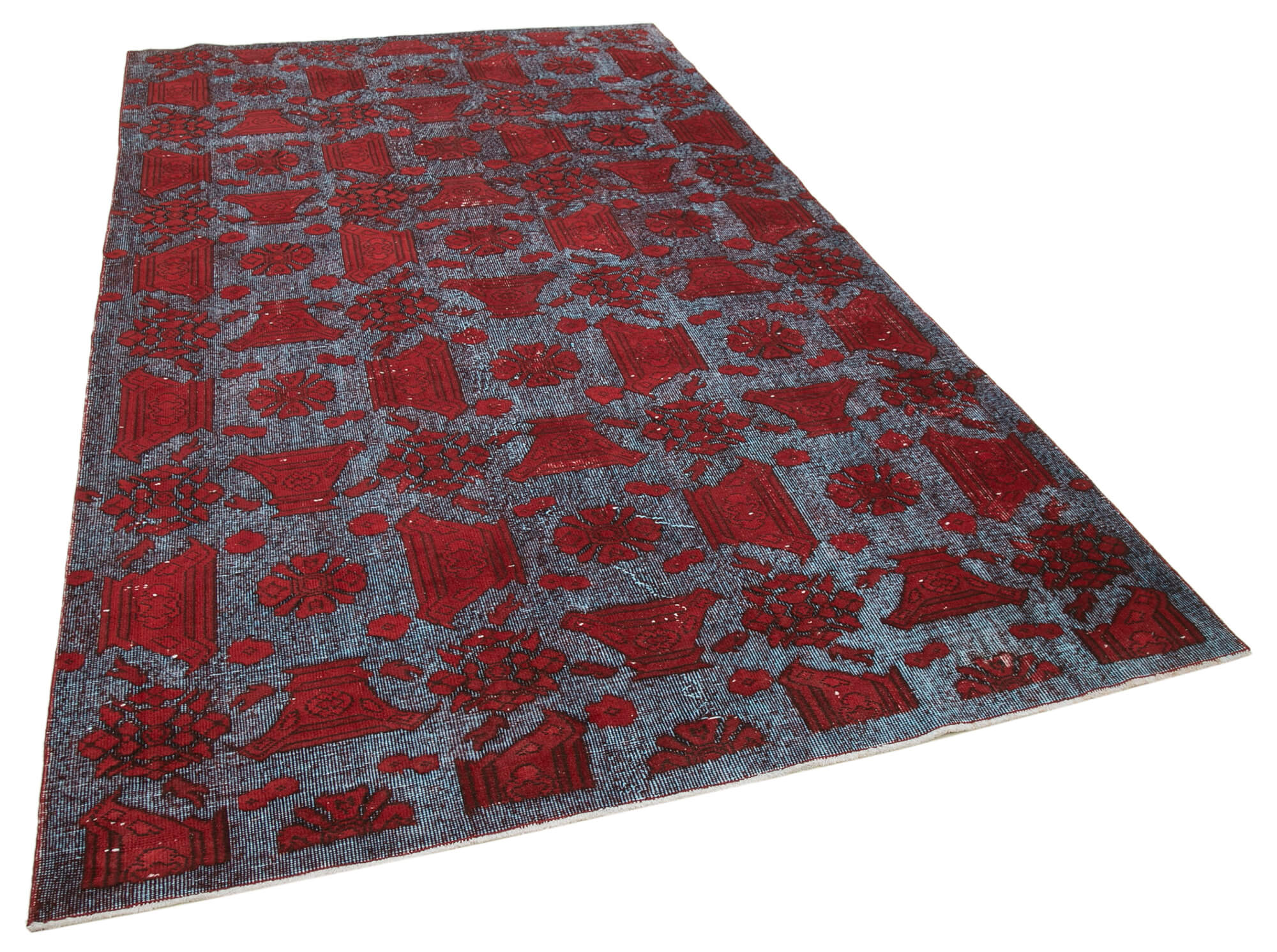 Hand-Knotted Antique Turkish 1980s 173 cm x 296 cm Red Carpet