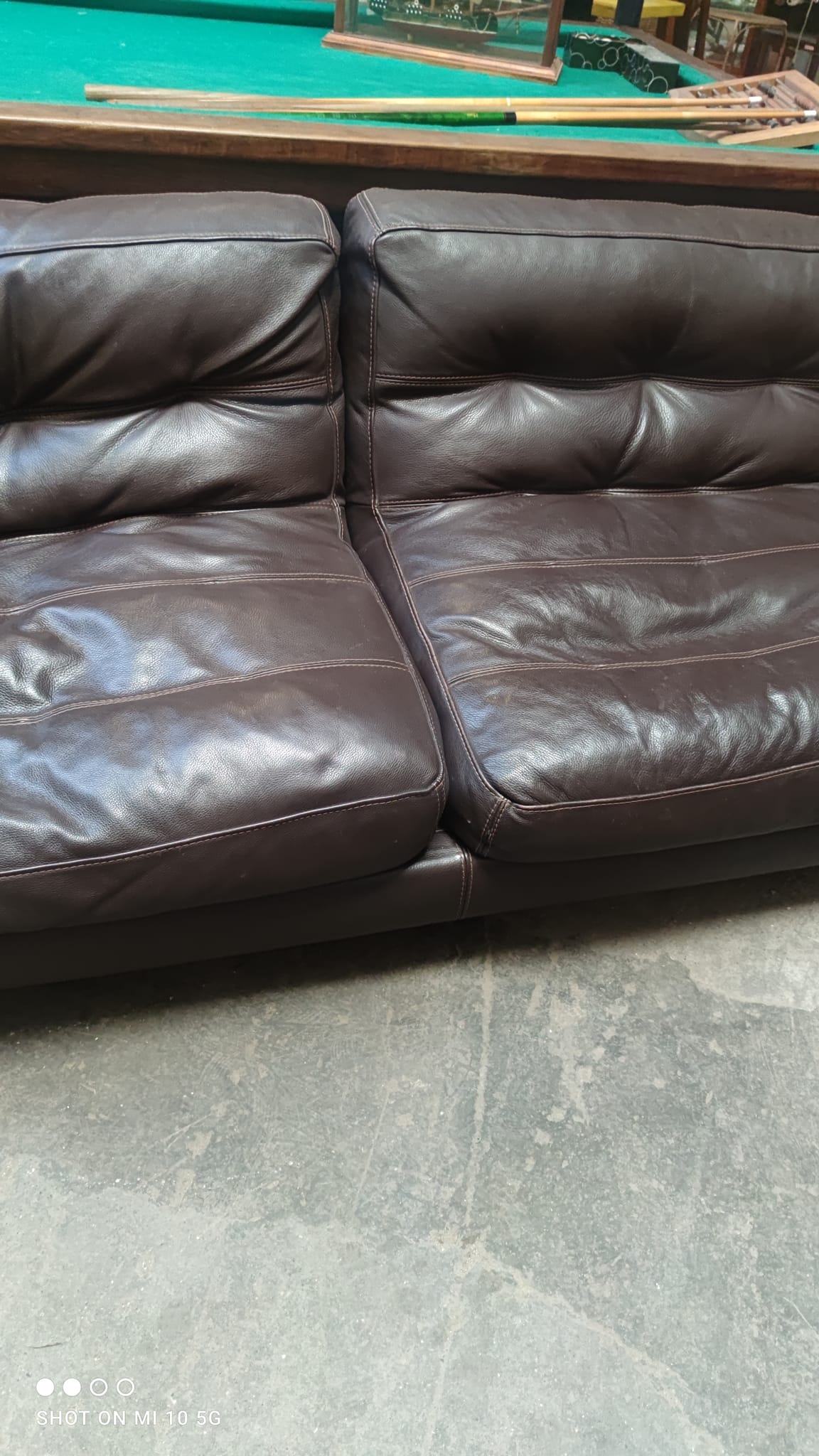 Four-seater sofa in dark brown leather from Steiner by designer Pascal Daveluy, model