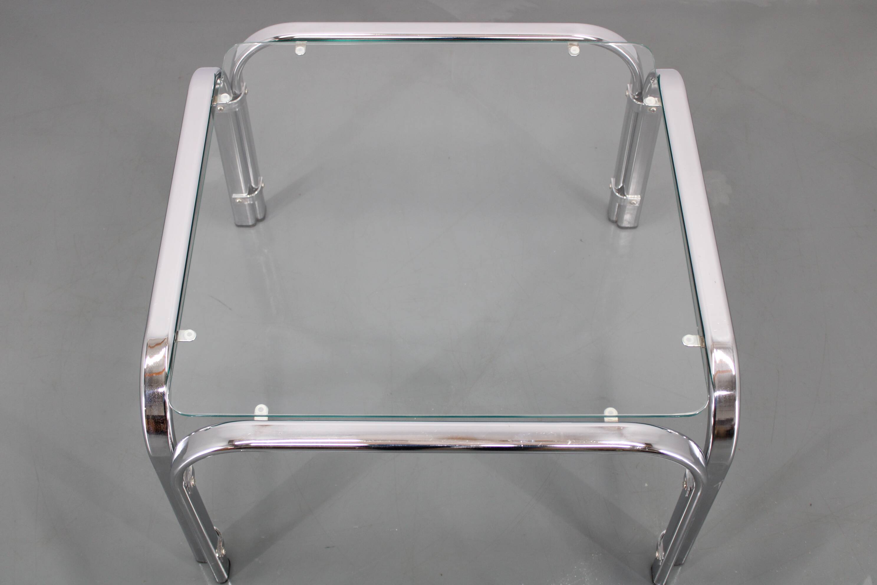 1970s Italian Glass Square Coffee Table