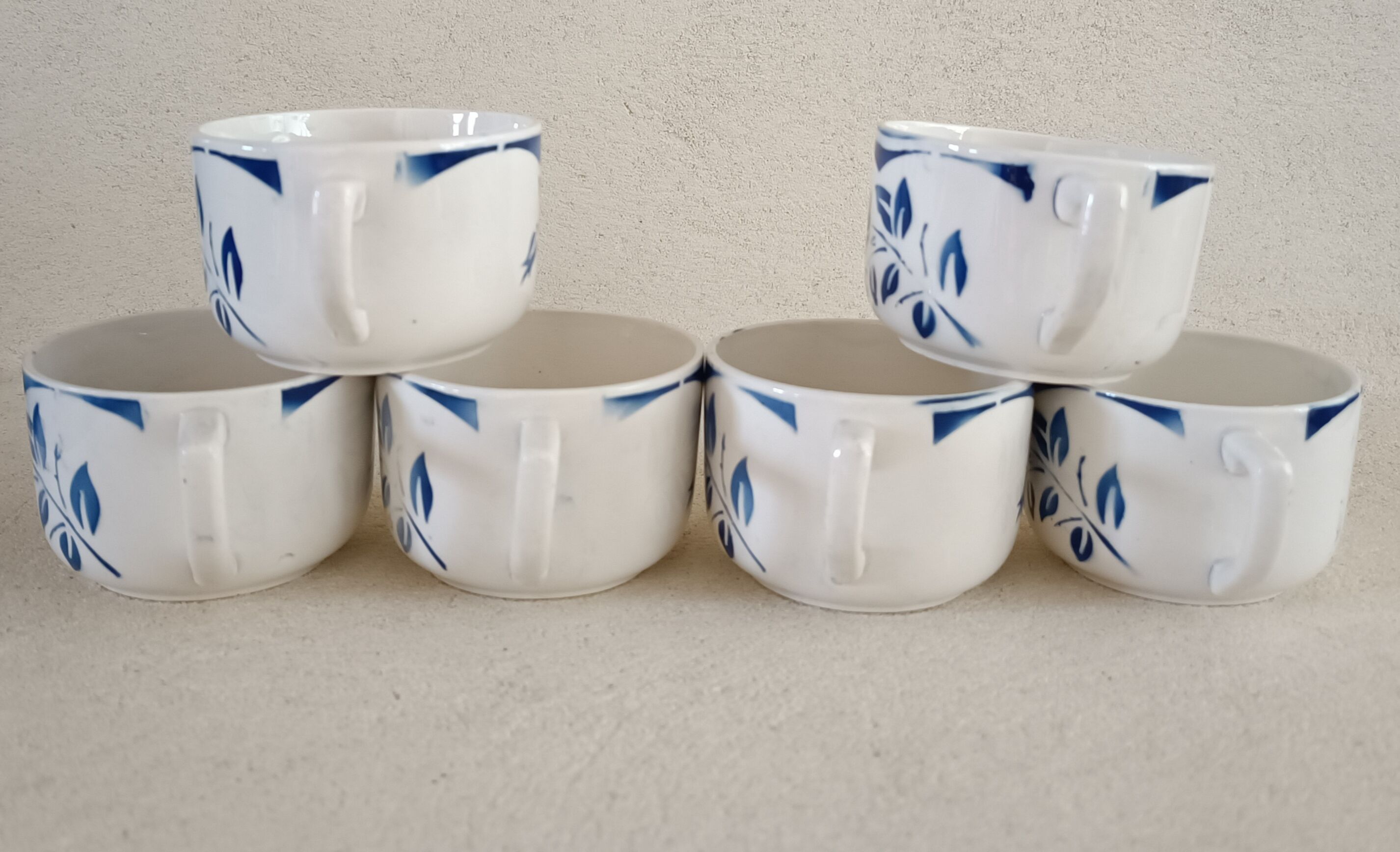 6 Digoin cups and saucers, sugar bowl and milk jug